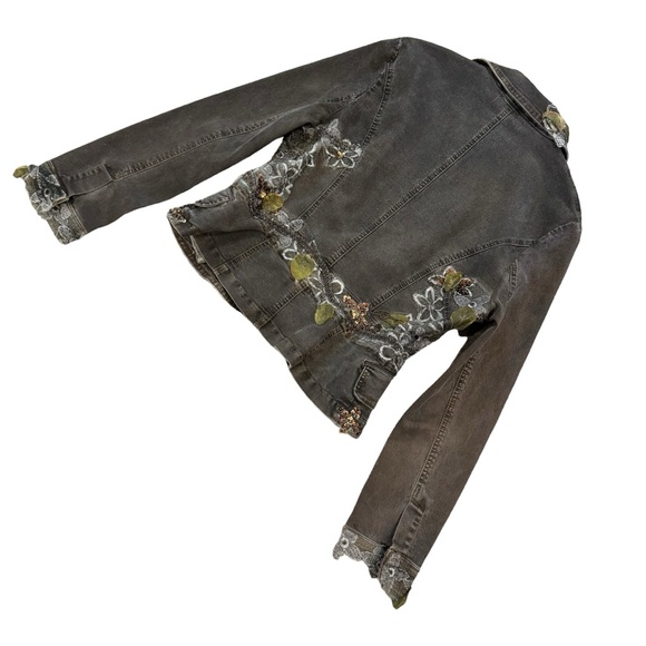 Vintage Lace and Sequin Embellished Denim Blazer Jacket - Picture 13 of 13